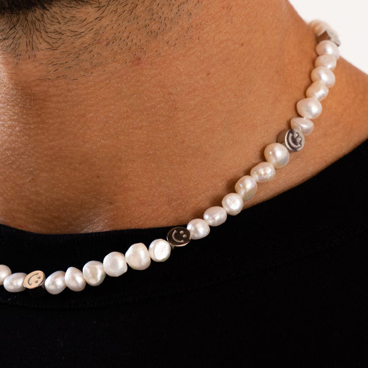 Silver Smiley Real Pearl Necklace