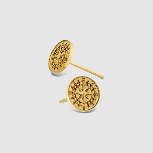 Gold Compass Earring For Men