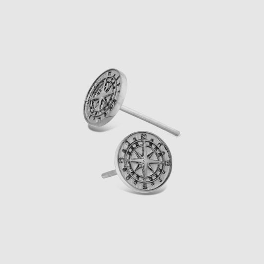 Silver Compass Earrings