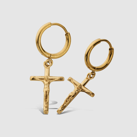 Gold Crucifix Earrings