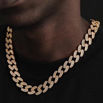 gold iced out cuban link chain 
