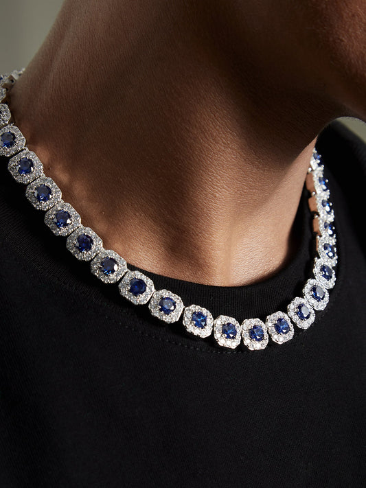 12mm Sapphire Clustered Tennis Chain
