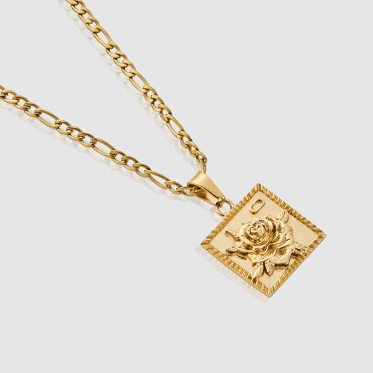 Rose Gold Crest Pendant Charm Necklace