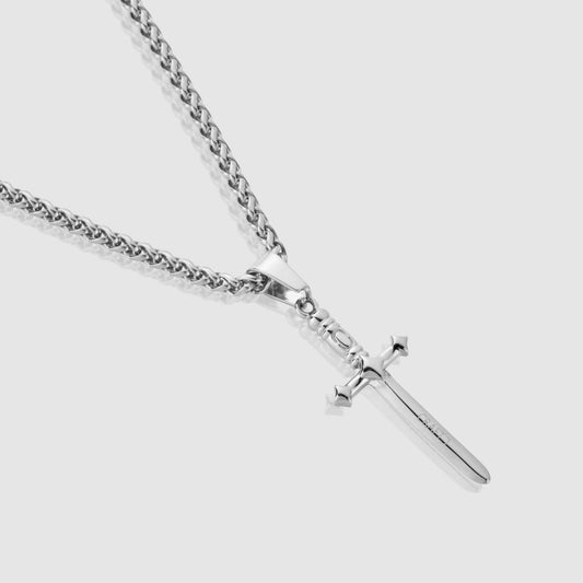 Men's Silver Dagger Pendant Necklace