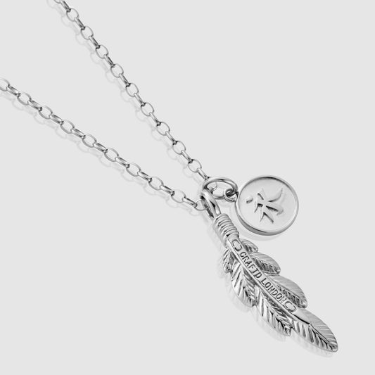 Silver Forever Feather Pendant Necklace