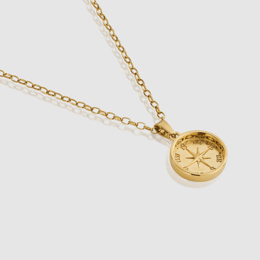 Gold Navigation Pendant Necklace for Men