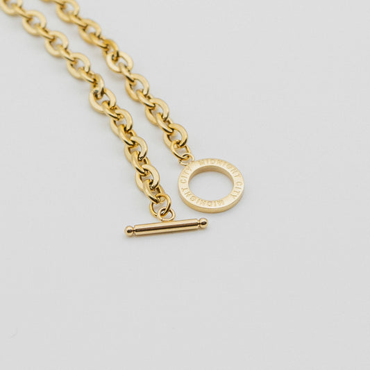 Stainless Steel 6mm Gold Toggle Chain Necklace