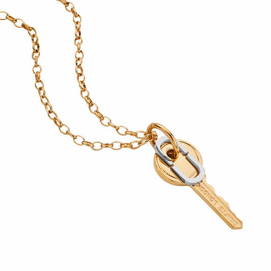Two-tone Key Pendant Necklace