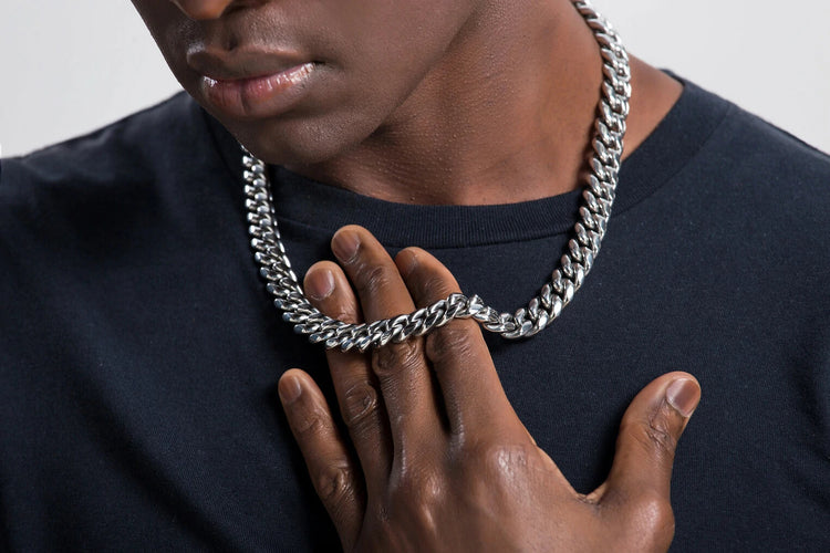 silver cuban link chains for men