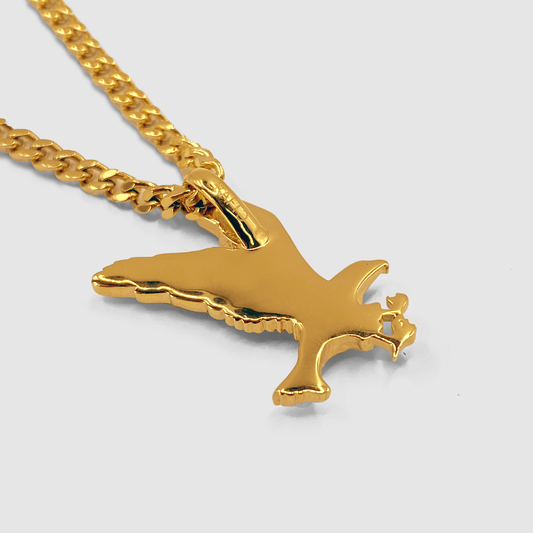 18K Gold Eagle Pendant Necklace